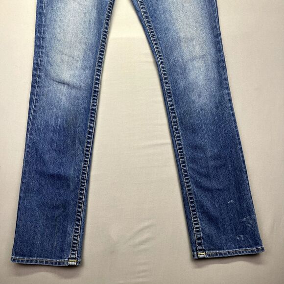 True Religion Jeans Womens 29 Blue Denim Flat‎ Front Pockets Slim Straight - Picture 3 of 16